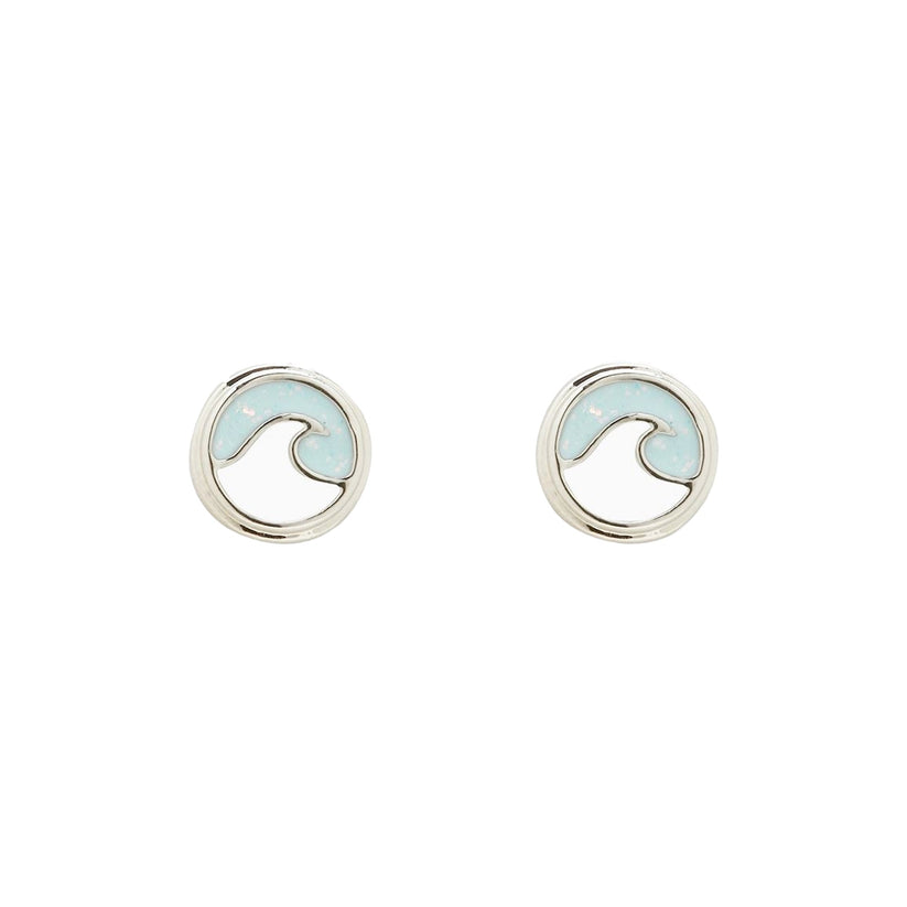 Pura Vida Opal Enamel Wave Studs SILVER