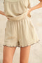 Miou Muse W Gauze Scalloped Edge Shorts TAN