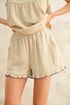 Miou Muse W Gauze Scalloped Edge Shorts TAN
