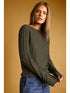 Miou Muse W LS Round Neck Knit Top TEAL GREEN