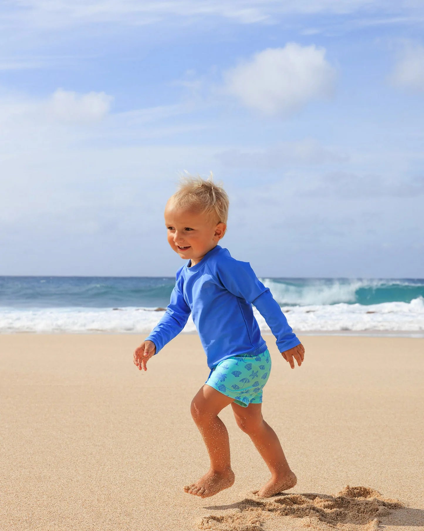 Feather 4 Arrow Baby & Toddler Surfs Up Rashguard Set-Sandy Shores AQUA CRYSTAL