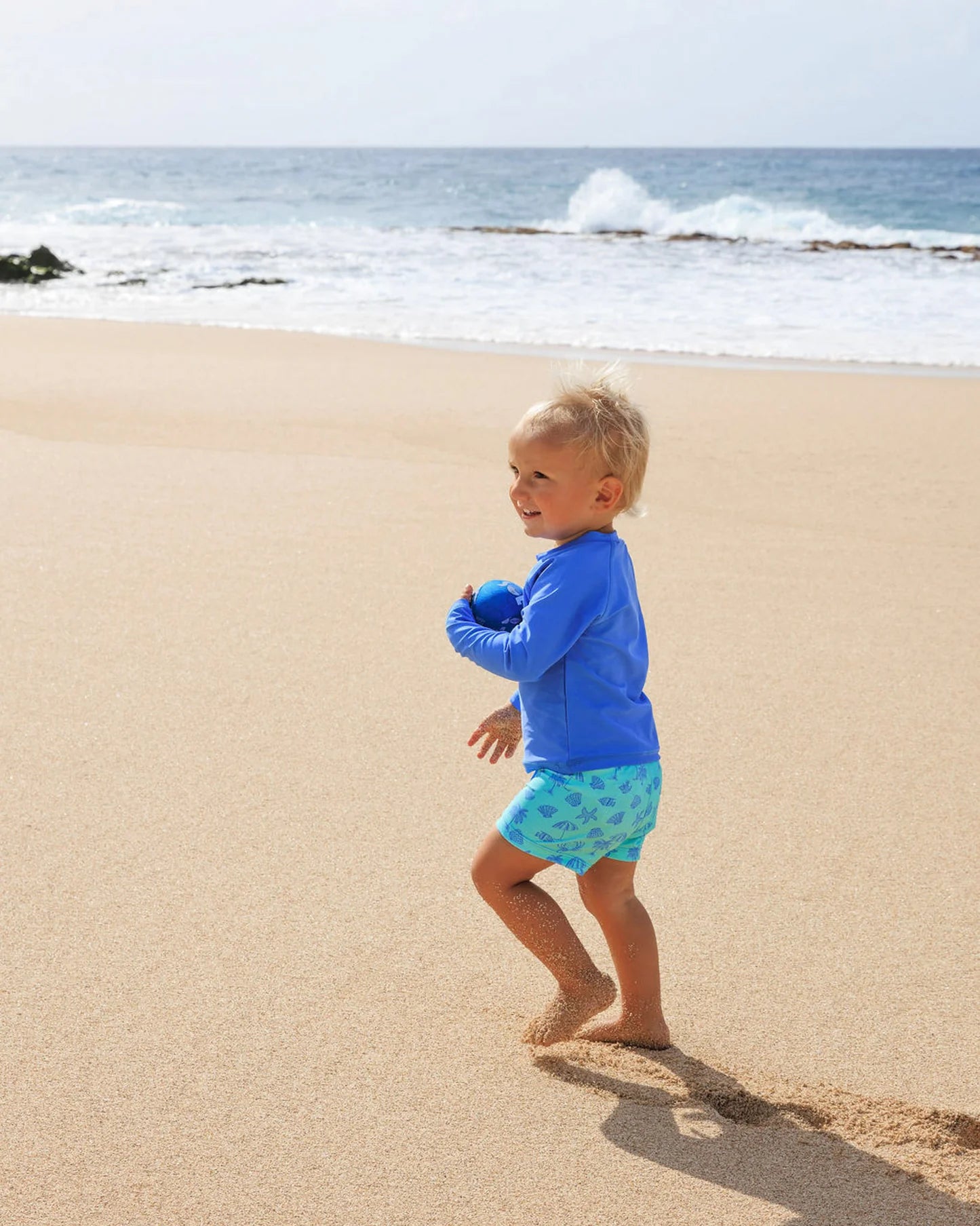 Feather 4 Arrow Baby & Toddler Surfs Up Rashguard Set-Sandy Shores AQUA CRYSTAL