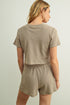 Miou Muse W SS Waffle Round Neck Crop Top MOCHA
