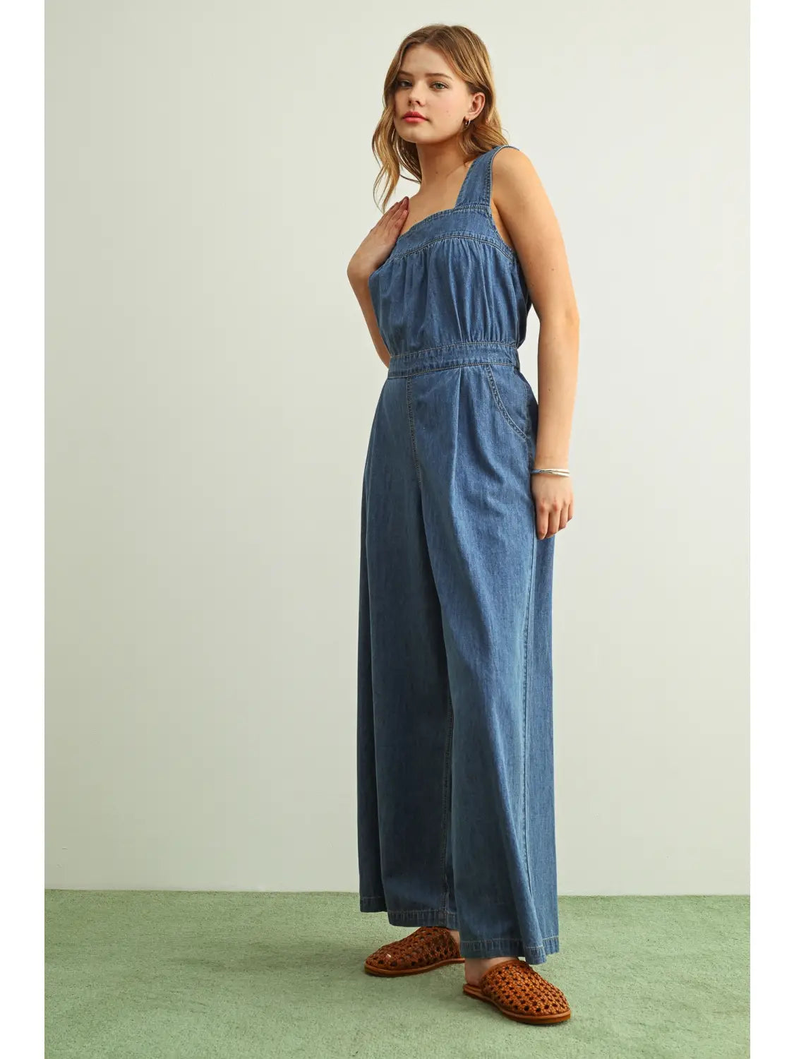 Miou Muse W Sleeveless Chambray Jumpsuit DENIM