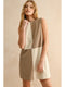 Miou Muse W Corduroy Color Block Midi Dress MOCHA / ECRU