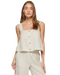Flag & Anthem W Ava Sleeveless Button Crop Top GREY / WHITE