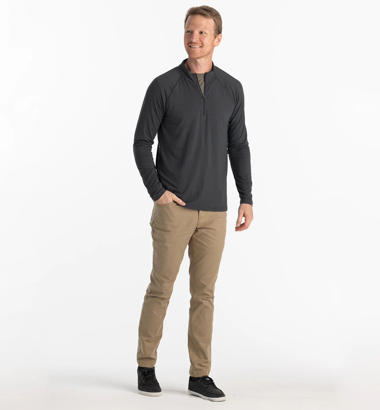 Free Fly M Bamboo Flex 1/4 Zip BLACK SAND