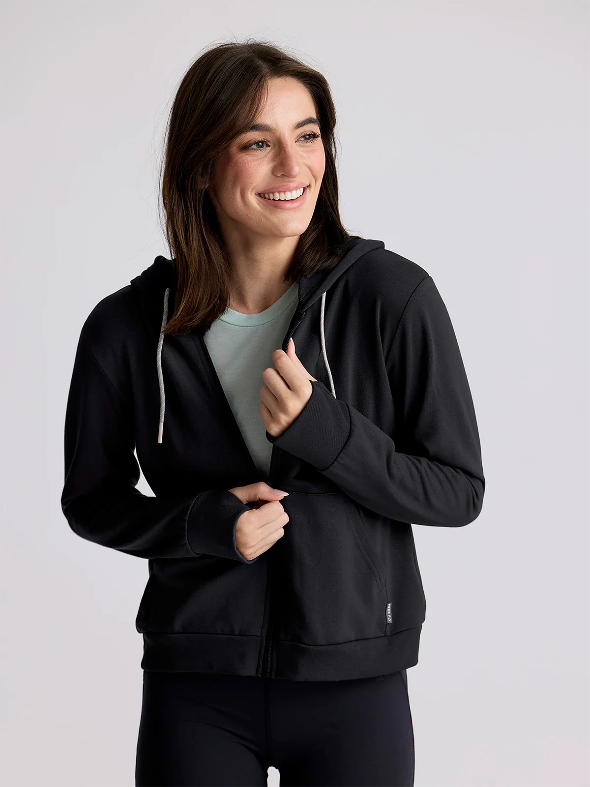 Free Fly W Bamboo LW Fleece Zip Hoodie HEATHER BLACK