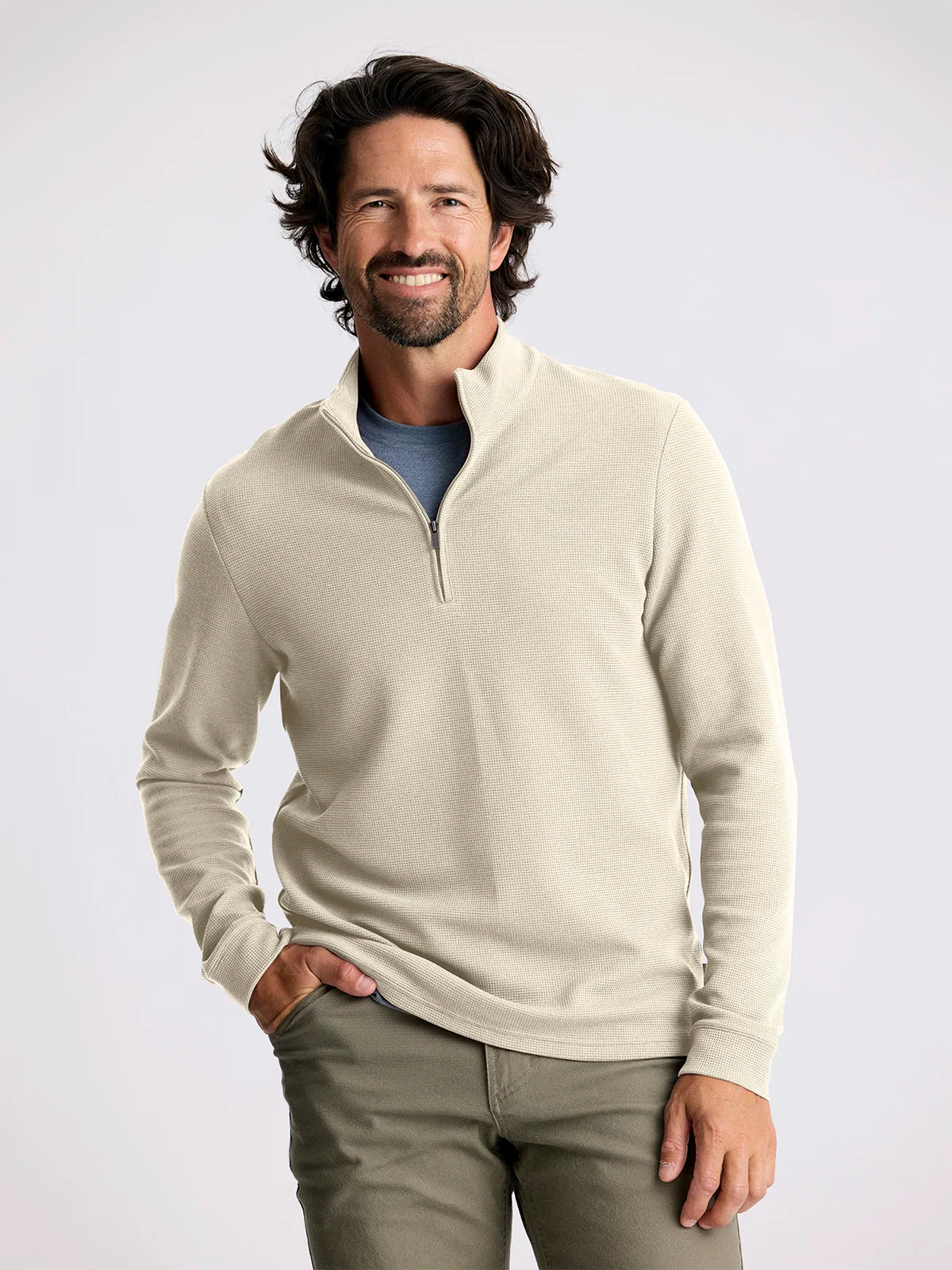 Free Fly M Waffle 1/4 Zip SANDSTONE
