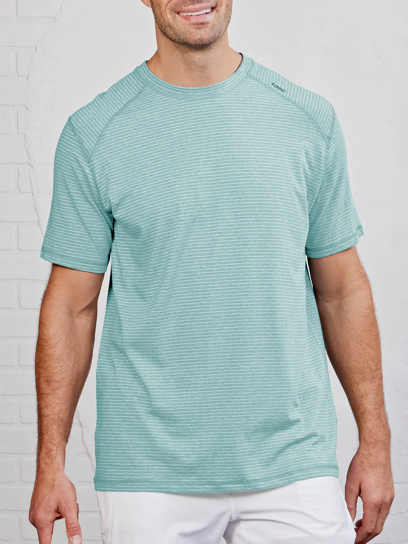 Tasc M SS Carrollton Mini Stripe Tee MEADOWBROOK / MARBLE HEATHER