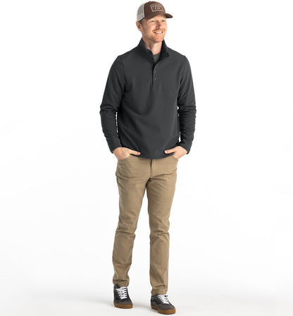 Free Fly M Gridback Fleece Snap Pullover BLACK SAND