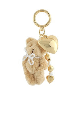 Golden Stella Teddy Bear Bag Keychain BEIGE/GOLD