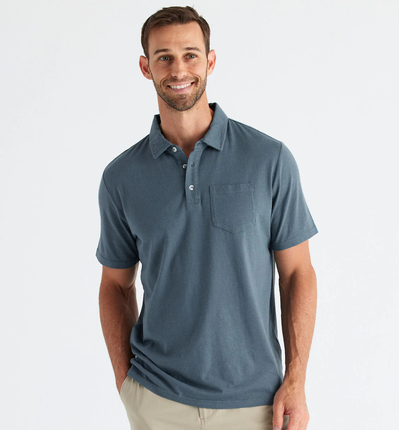 Free Fly M Bamboo Heritage Polo SLATE BLUE