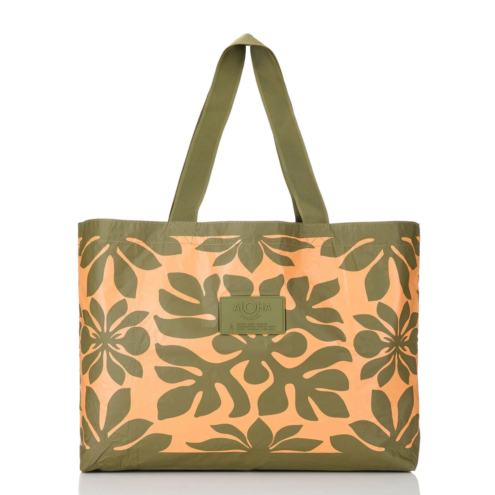 ALOHA Collection Ka'ulu Holo Holo Reversible Tote PAPAYA ON OLIVE