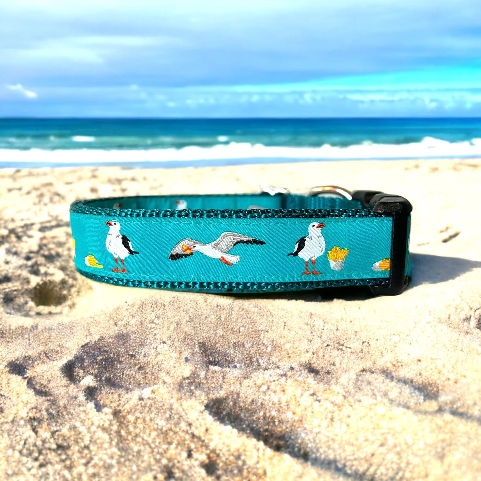 Preston Dog Collar Seagulls TURQUOISE/ORANGE