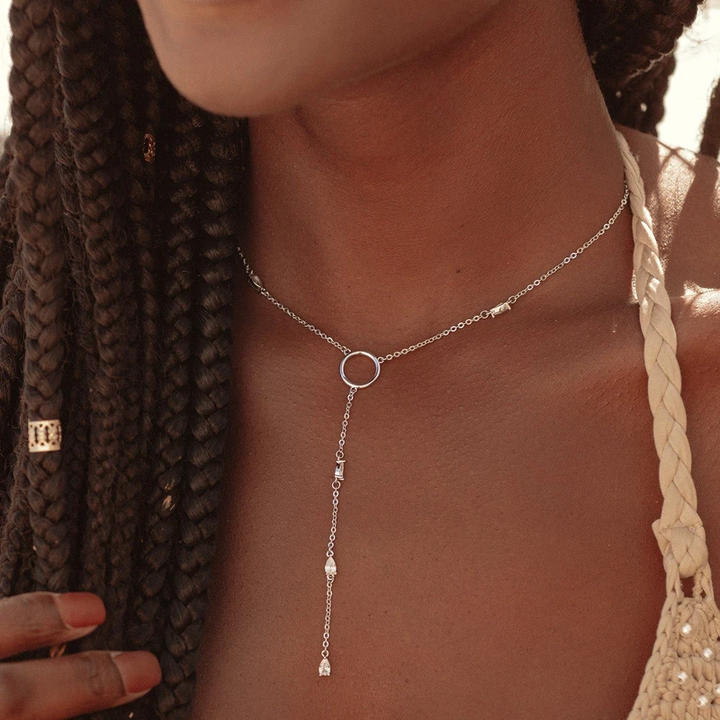 Pura Vida Crystal Lariat Choker SILVER