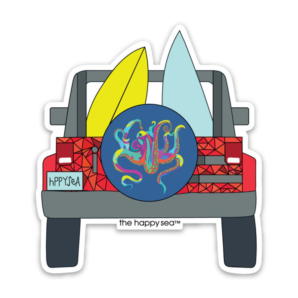 The Happy Sea 3" Surf Jeep Sticker