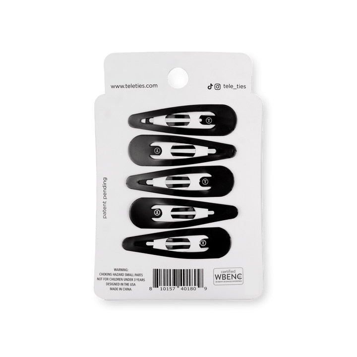 Teleties Snap Clip 6-Pack JET BLACK