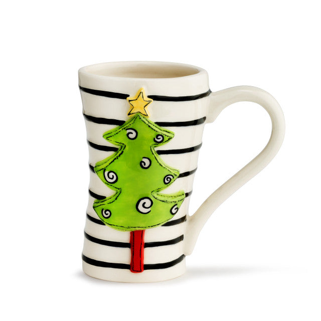 Demdaco Striped Mug CHRISTMAS TREE