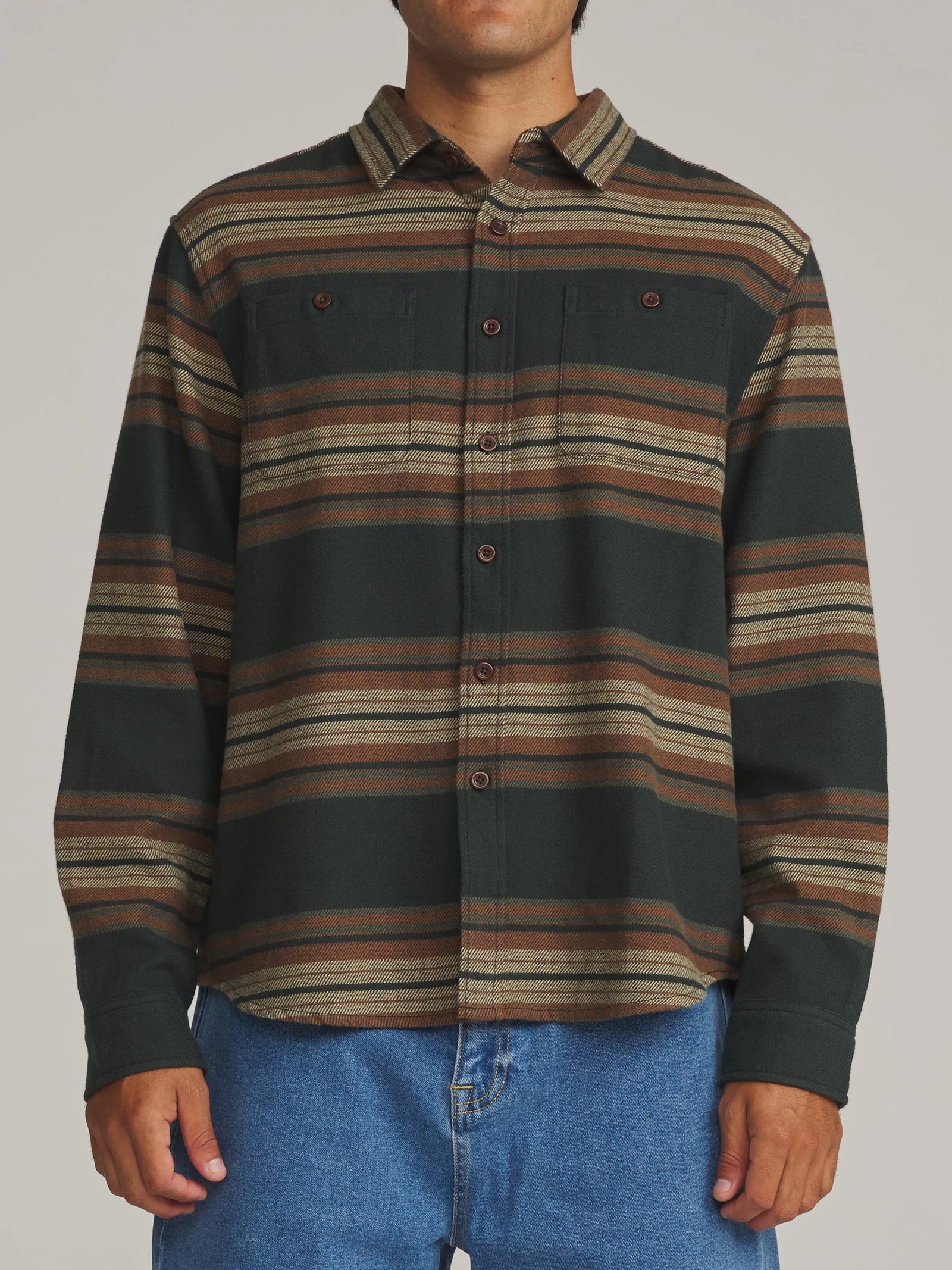 Katin M LS Sierra Flannel BLACK WASH
