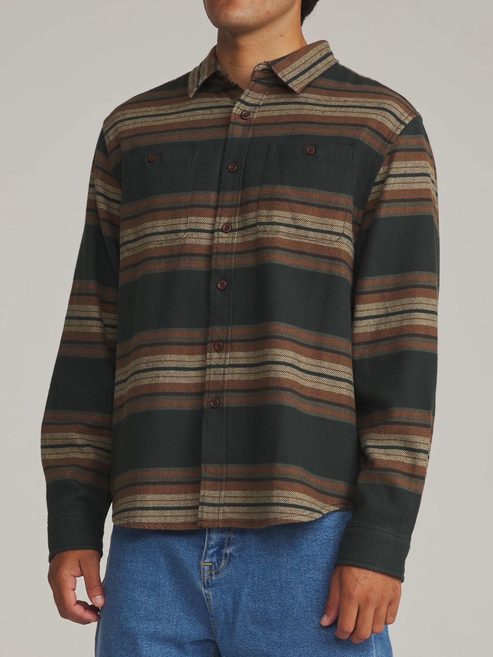 Katin M LS Sierra Flannel BLACK WASH