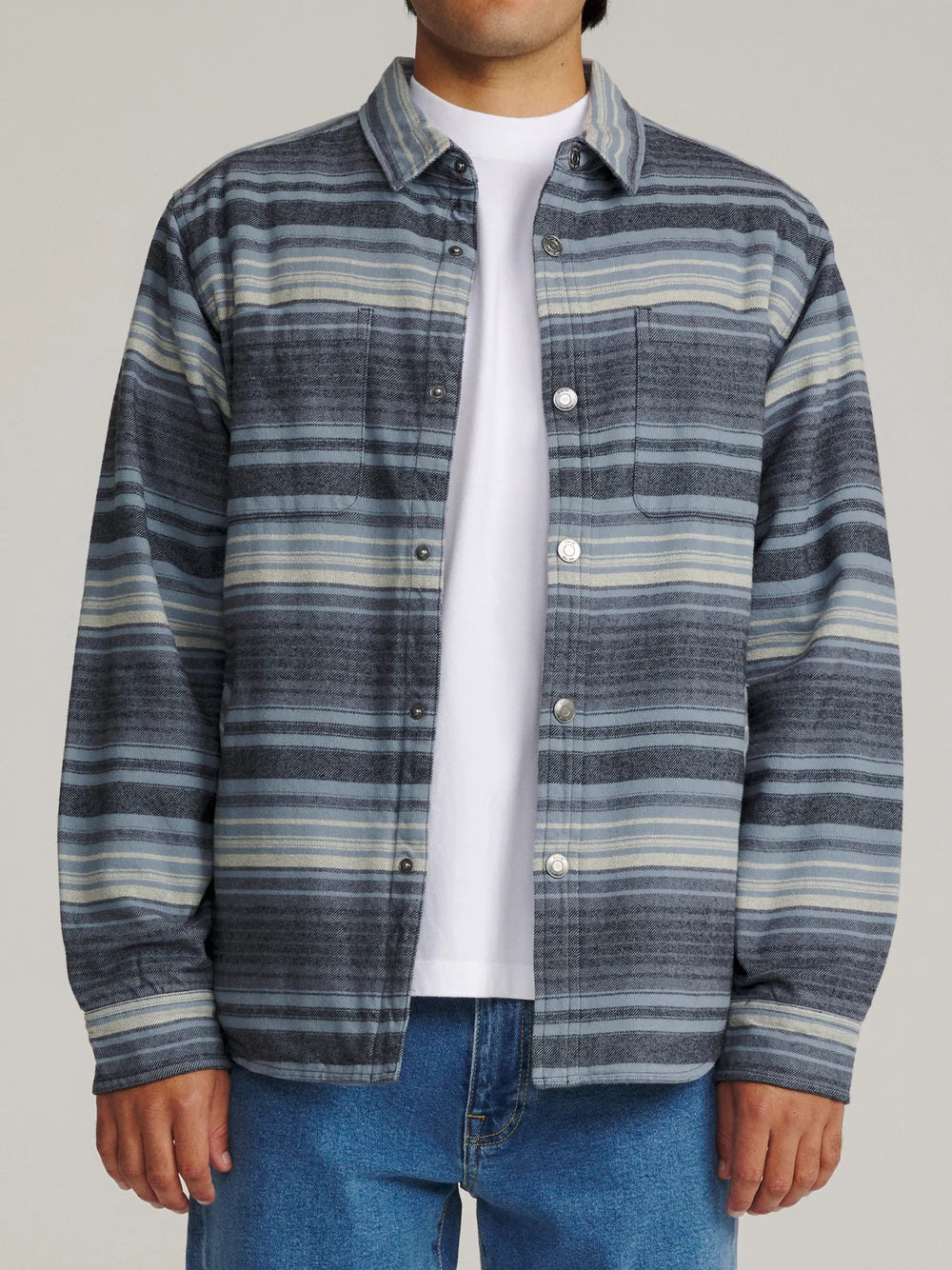 Katin M Harold Stripe Shirt Jacket NAVY