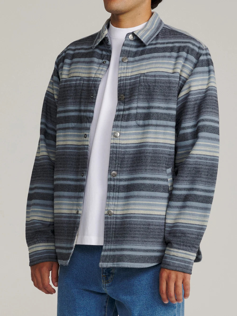 Katin M Harold Stripe Shirt Jacket NAVY