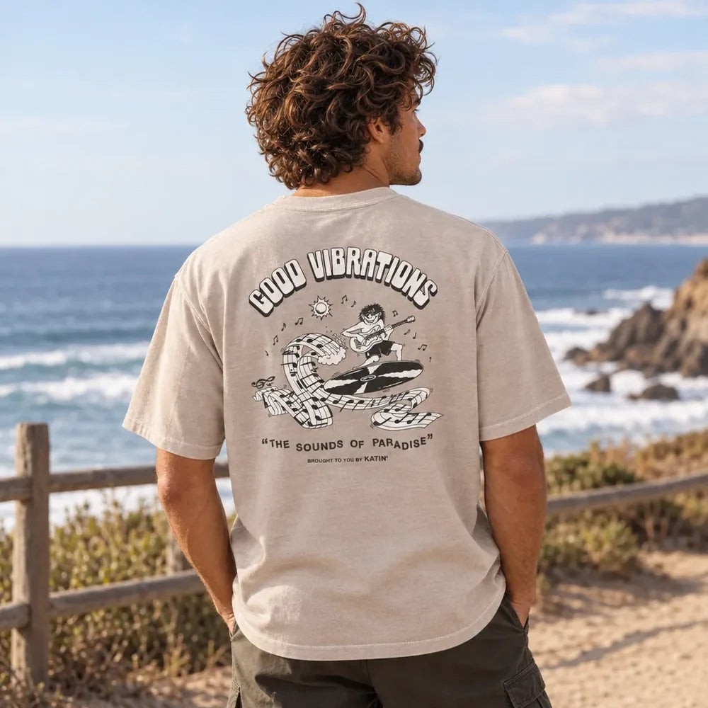 Katin M SS Surf Rock Boxy Fit Tee CEMENT / VINTAGE WHITE