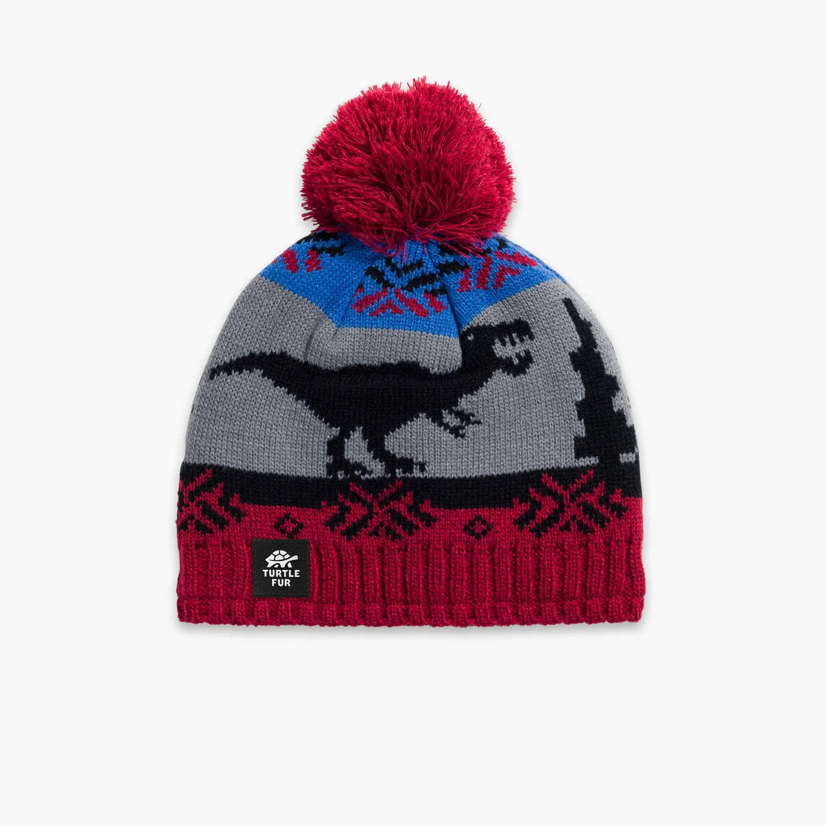Turtle Fur Kids Nordic Dino Beanie RED