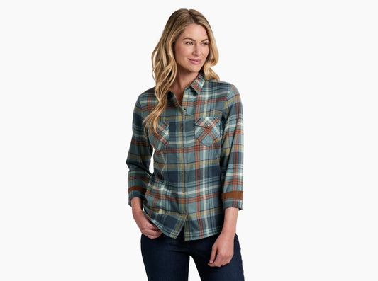 KUHL W LS Tess Flannel MINERAL BLUE