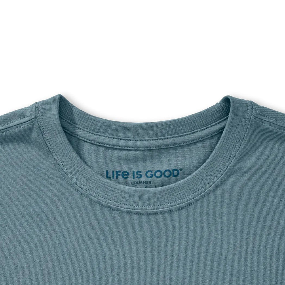 Life is Good M SS Crusher Lite Free Hugs Shark Tee SLATE BLUE