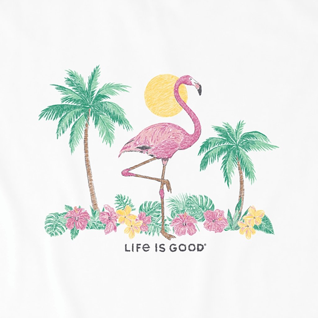 Life is Good W SS Crusher Tee Watercolor Flamingo CLOUD WHITE