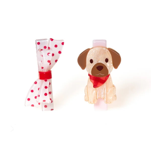 Lilies & Roses Cute Dog w/ Scarf Hair Clip