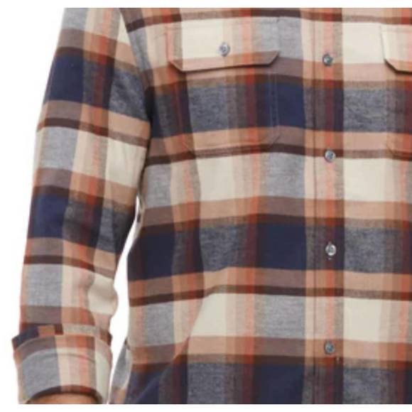 Flag & Anthem M LS Peters Flannel NAVY / BROWN / RUST