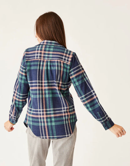 Carve Designs W Fairbanks Supersoft Shirt NAVY MULTPLAID