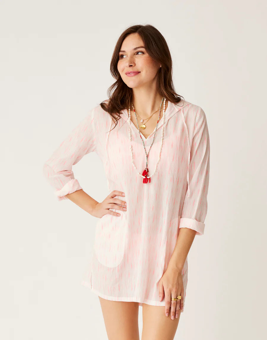 Carve Designs W Gia Coverup ELECTRIC CORAL IKAT