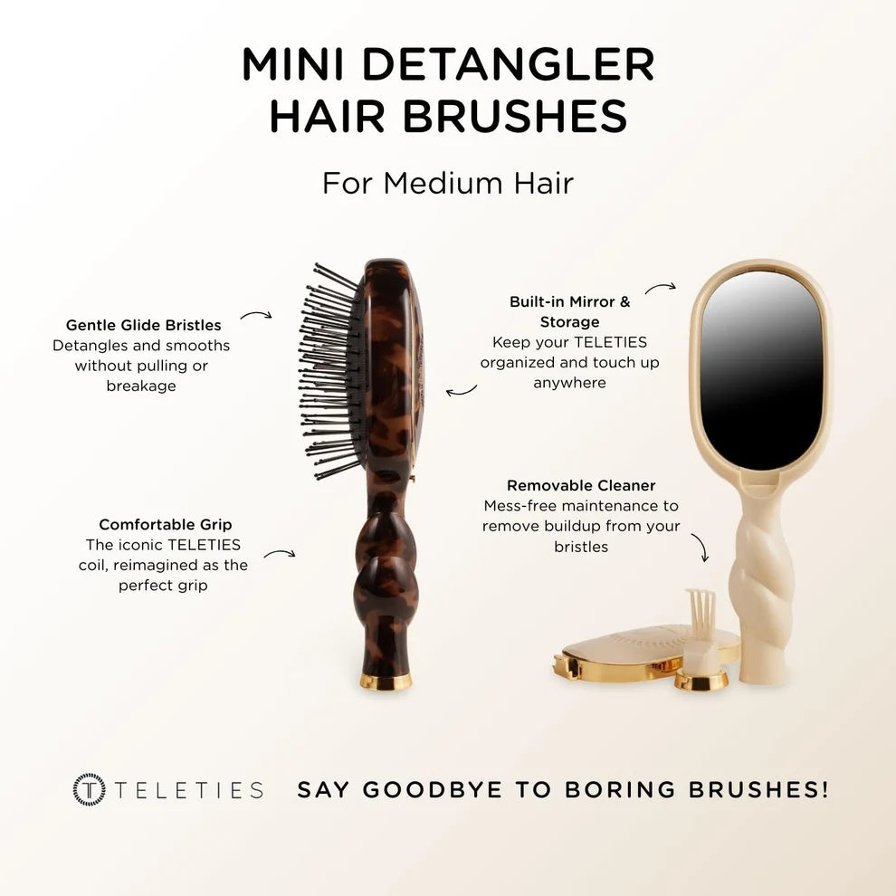 Teleties Mini Detangler Hair Brush - Medium Hair TAN