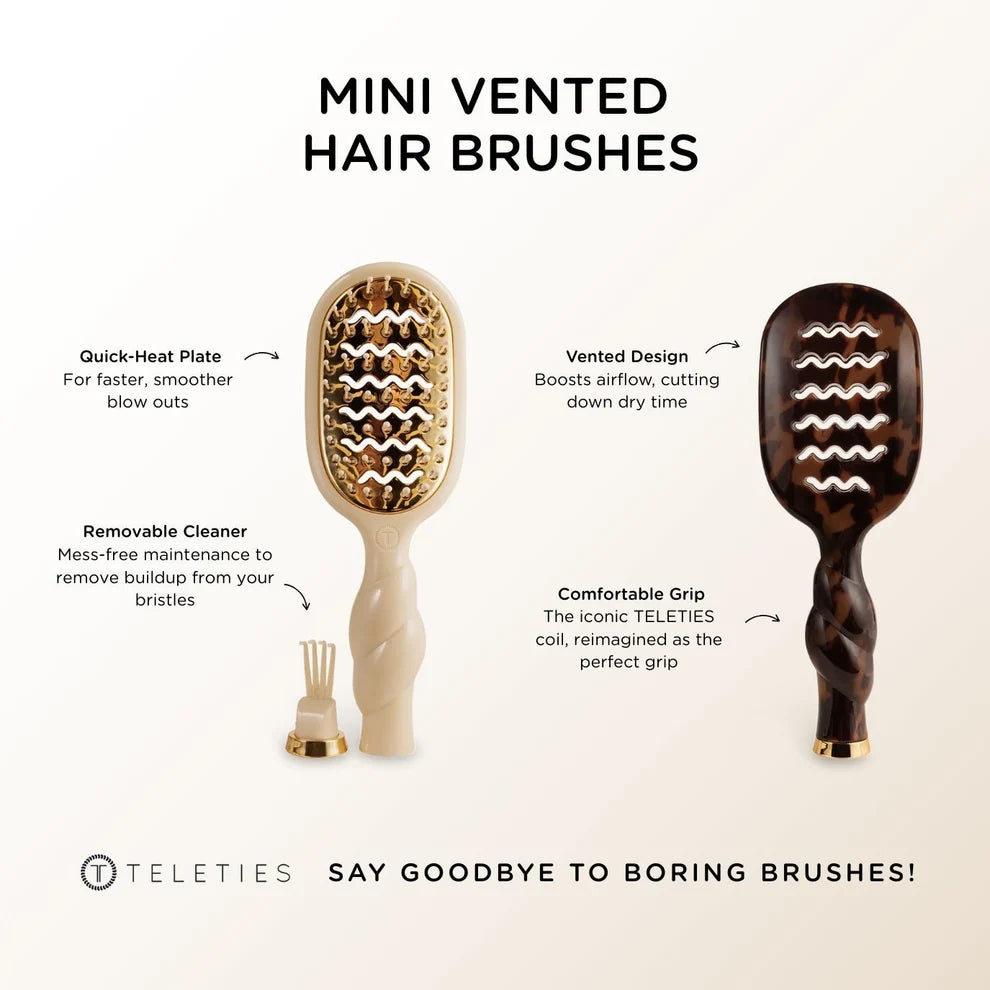 Teleties Mini Vented Hair Brush - All Hair Types TAN