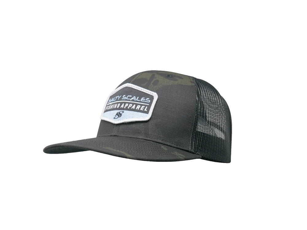 Salty Britches Multicam Soldier Logo Trucker BLACK