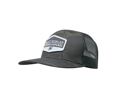 Salty Britches Multicam Soldier Logo Trucker BLACK