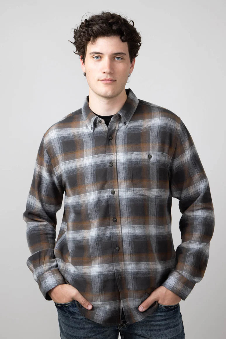 North River M Brushed Button Down GREY HEATHER