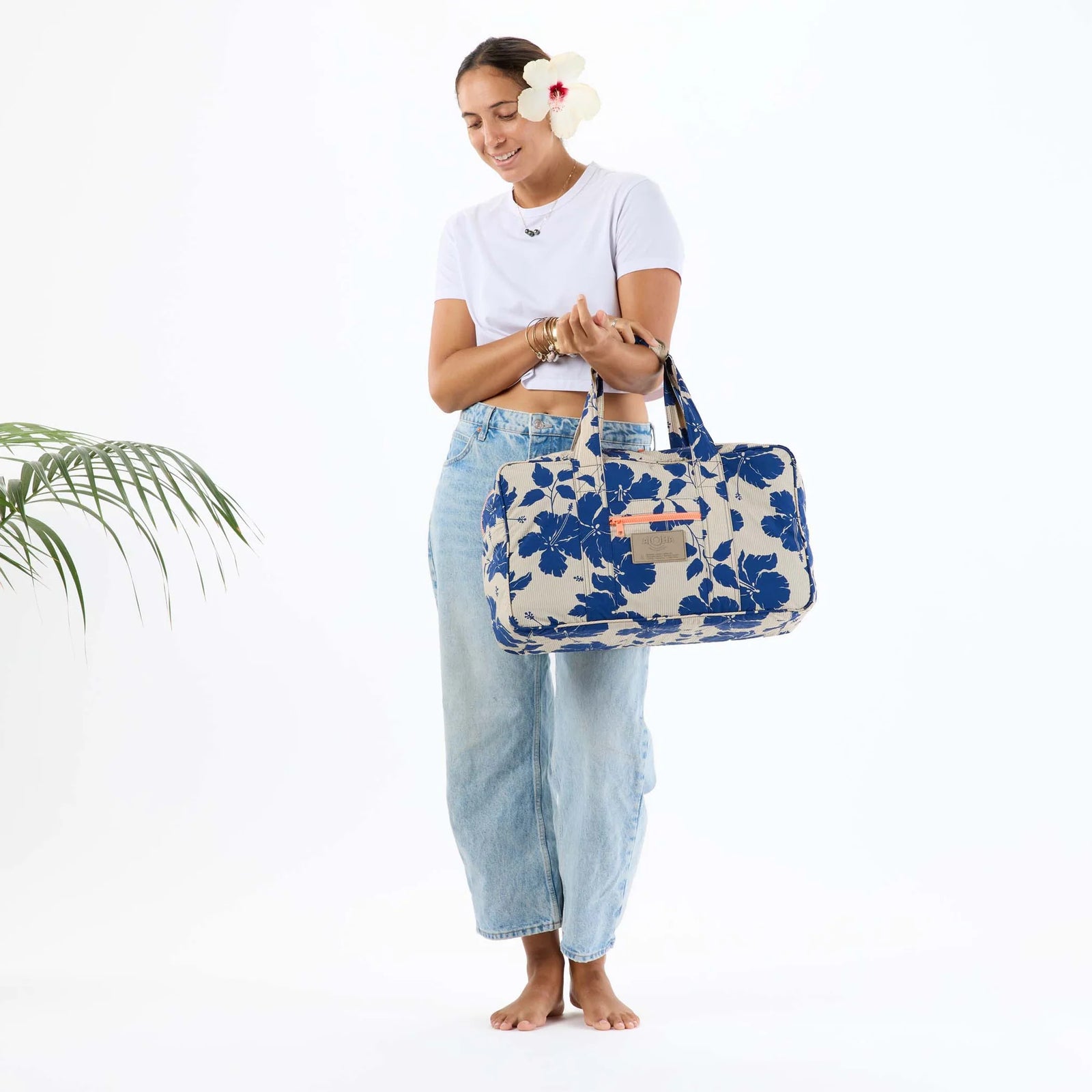 ALOHA Collection Salina Tiny Stripe Weekender NAVY