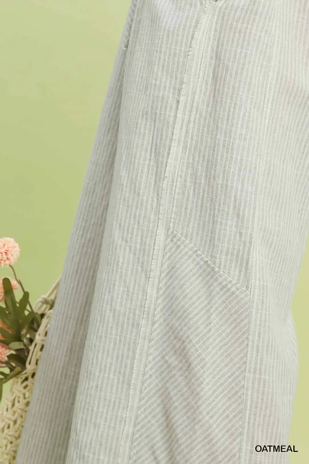 Umgee Striped Wide Leg Pants OATMEAL