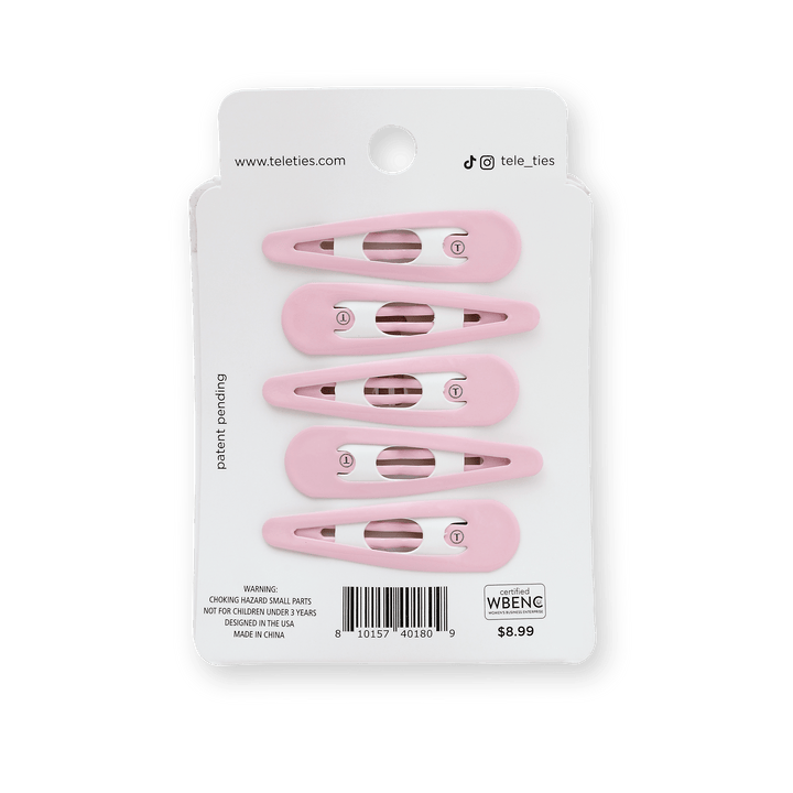 Teleties Snap Clip 6-Pack PEARLY PINK