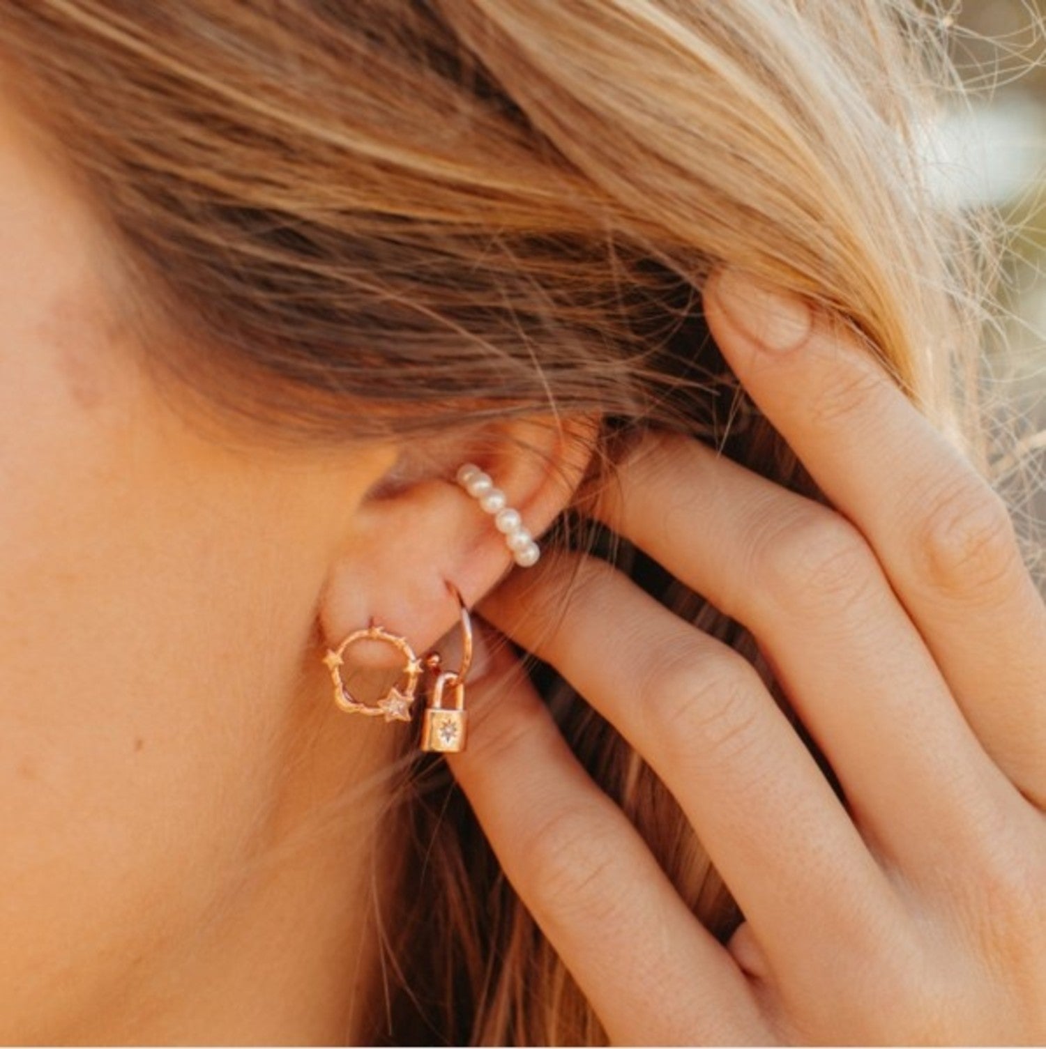 Pura Vida Lock Hoop Earrings ROSE GOLD