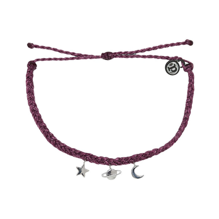 Pura Vida Cosmic Silver Charms Bracelet DARK LILAC