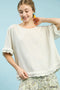 Umgee W SS Round Neck Linen Top OATMEAL