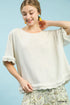 Umgee W SS Round Neck Linen Top OATMEAL