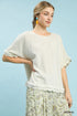 Umgee W SS Round Neck Linen Top OATMEAL