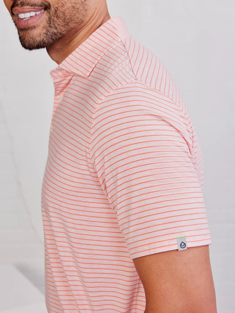 Tasc M Cloud Polo Brookline Stripe PINK GRAPEFRUIT